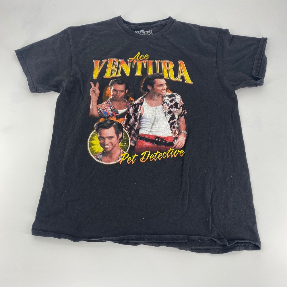Ace Ventura Pet Detective‎ Movie T Shirt Mens Size L Black Jim Carrey Comedy